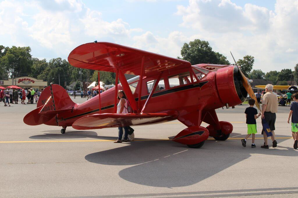 red biplane