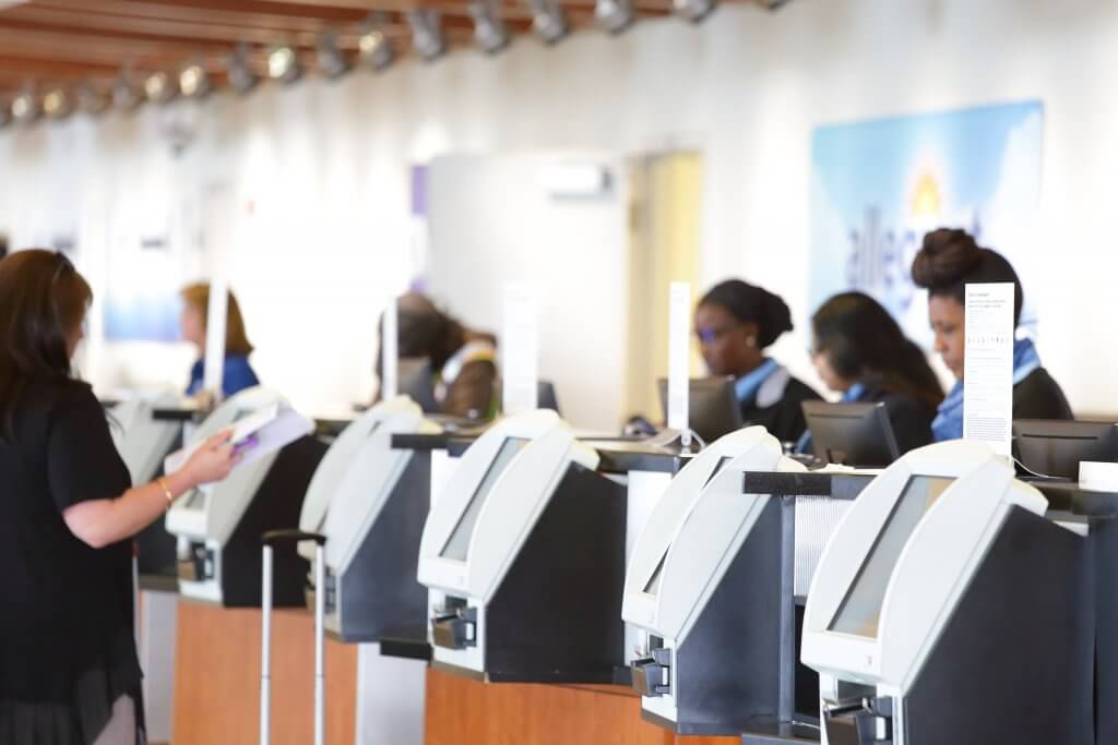 Allegiant desks at at Louisville Muhammad Ali International Airport