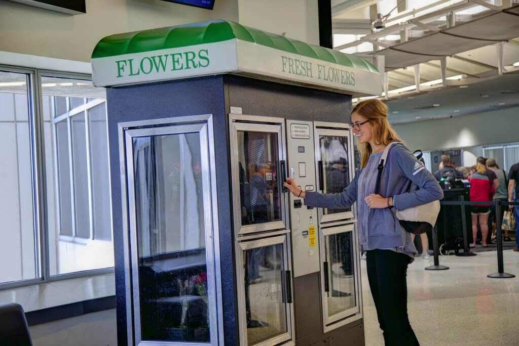 Fresh Flowers vending machine in Louisville Muhammad Ali International Airport