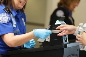 TSA checking boarding passes at security