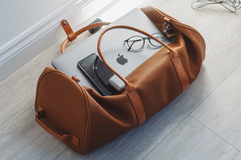 Laptop and phone in carryon bag